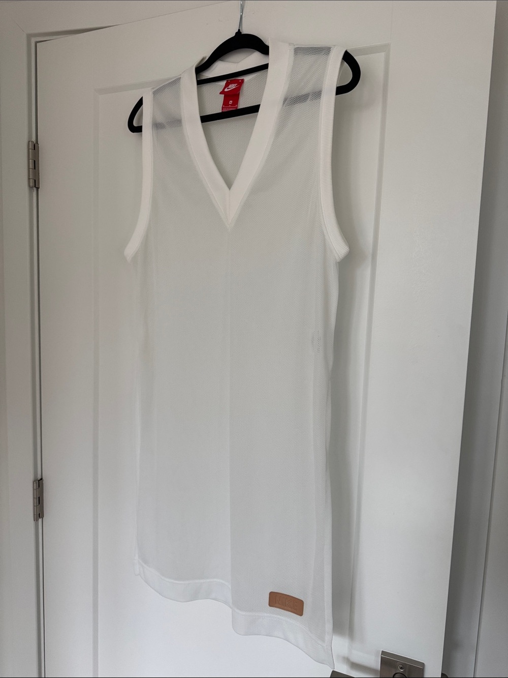 Nike White Mesh V-Neck Athletic Tank